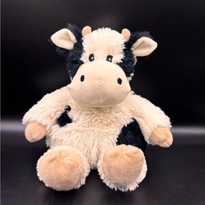 Warmies Cow Plush Weighted Black Spotted Cream Heat in Microwave 14"